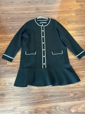 Anthropologie - Endless Rose | Knit Black Dress with Gold Buttons